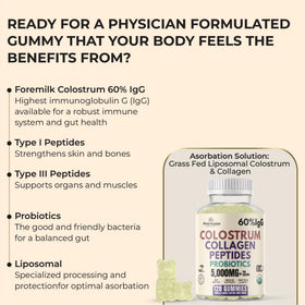 Gummies de colostrum et collagène avec une cuillère