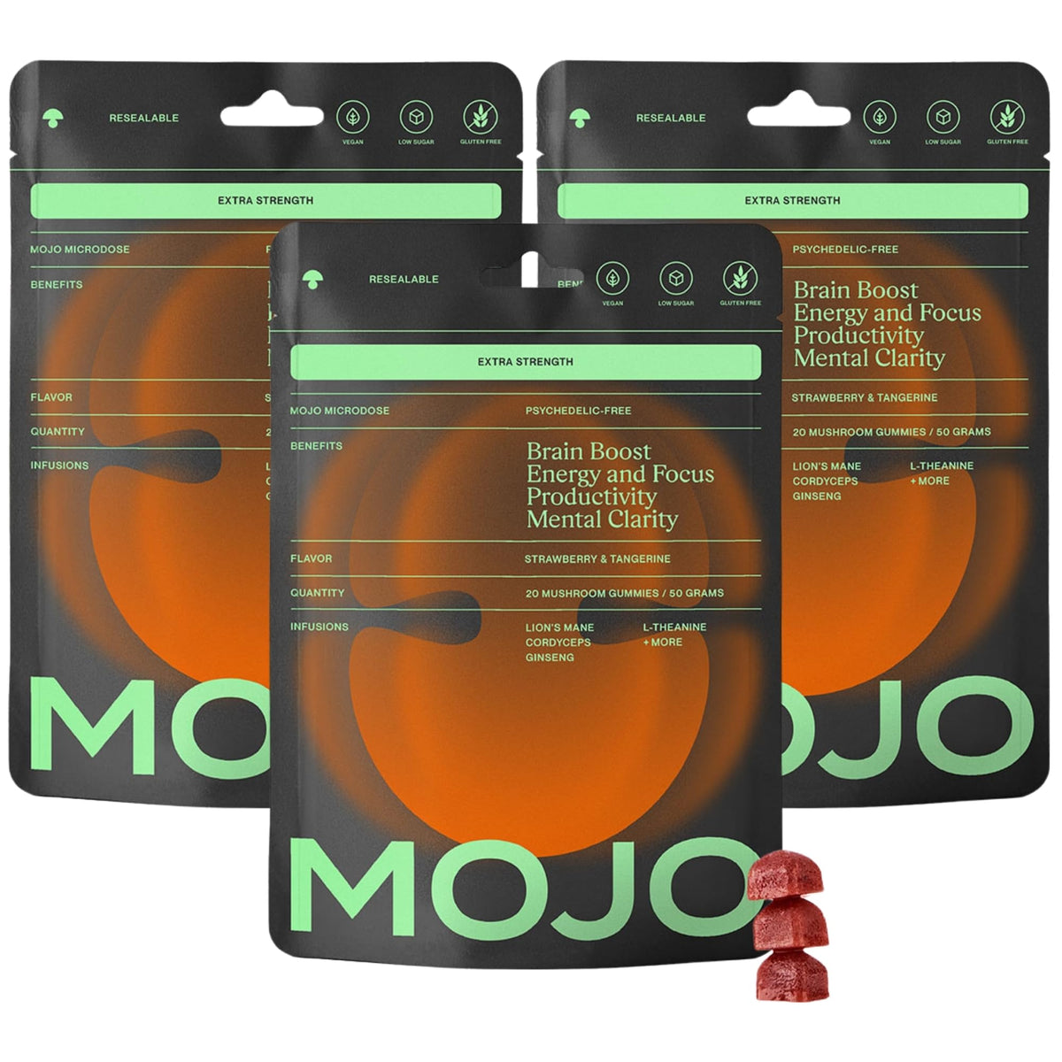 Gummies de Concentration Mojo avec packaging en vue de face