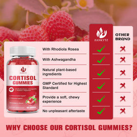 Gummies de cortisol JIANKYTZ avec une vue de près sur les ingrédients