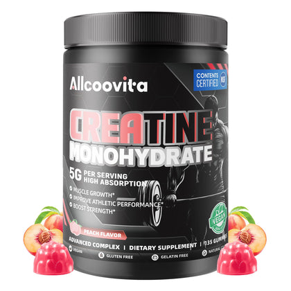 Gummies de créatine Allcoovita, modèle pêche, vue de face