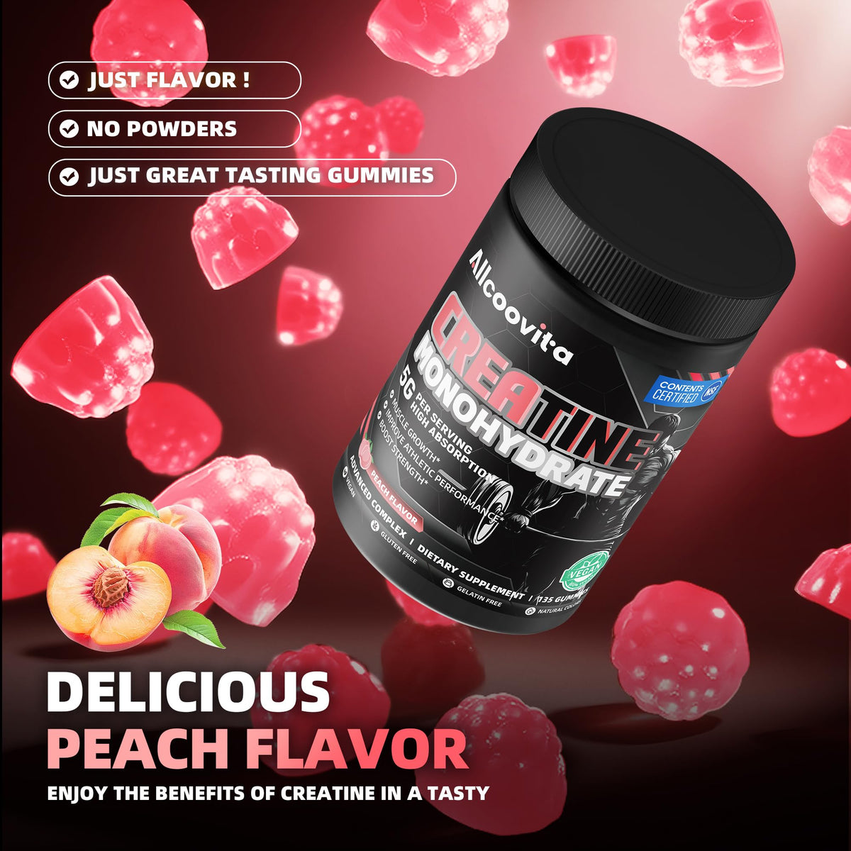 Gummies de créatine Allcoovita, vue de côté