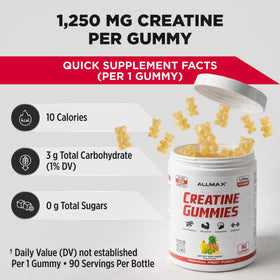 Gummies de créatine ALLMAX, vue de côté montrant la texture