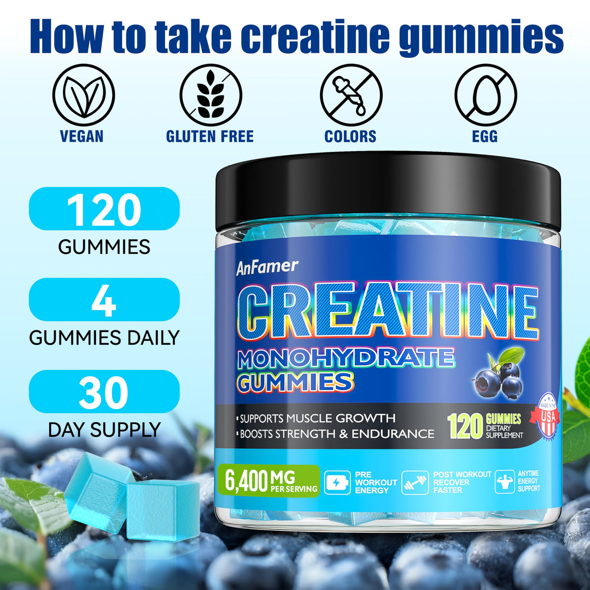 Gummies de créatine AnFamer dans un environnement de fitness