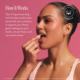 Gummies de Créatine Arrae avec un fond de fitness