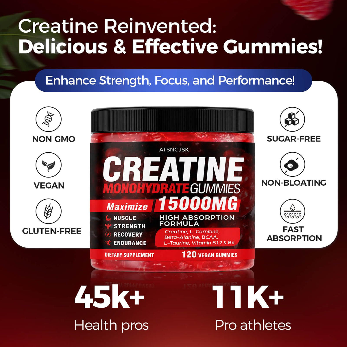 Gummies de Créatine ATSNCJSK aux framboises naturelles