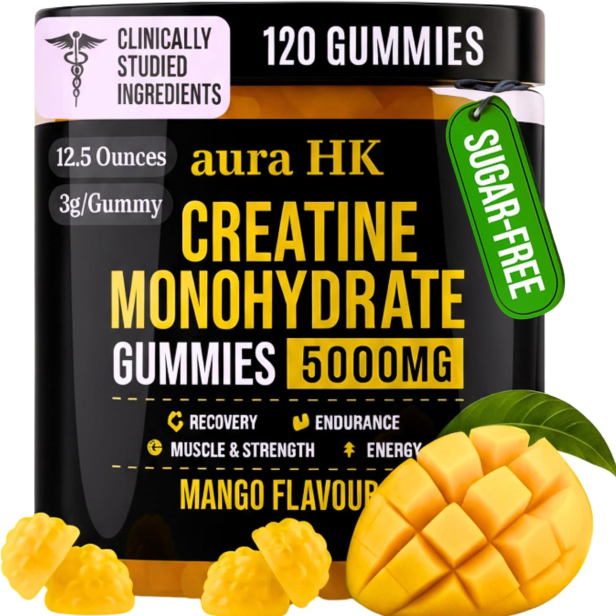 Gummies de créatine aura HK saveur mangue vue de face