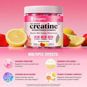 Gummies de créatine Bageto 4000mg avec un goût fraise-citron
