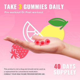 Gummies de créatine Bageto à côté d'une bouteille d'eau