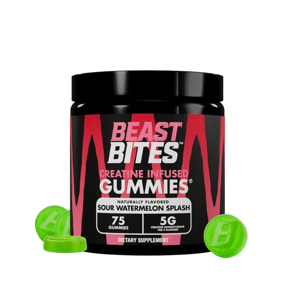Gummies de Créatine BEAST BITES en emballage, saveur pastèque acidulée