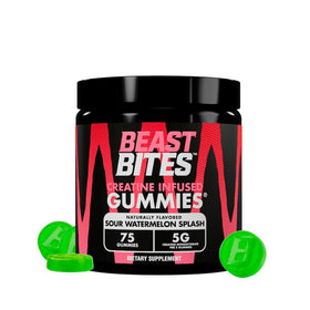Gummies de Créatine BEAST BITES en emballage, saveur pastèque acidulée