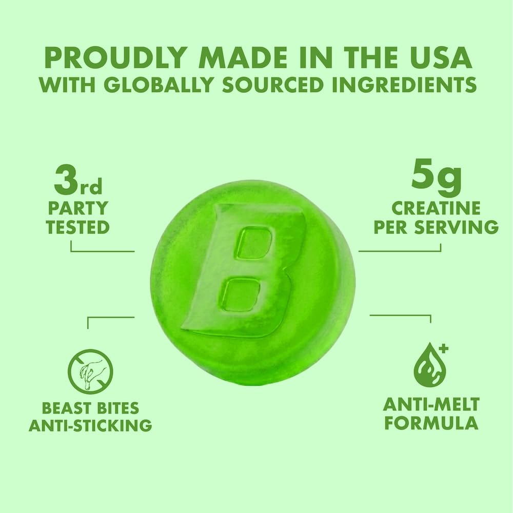 Gummies de Créatine BEAST BITES ouvertes, montrant leur texture