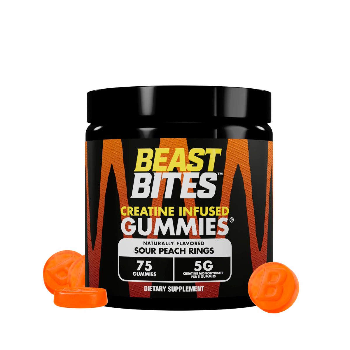 Gummies de Créatine BEAST BITES, pot de 75 gummies, vue de face