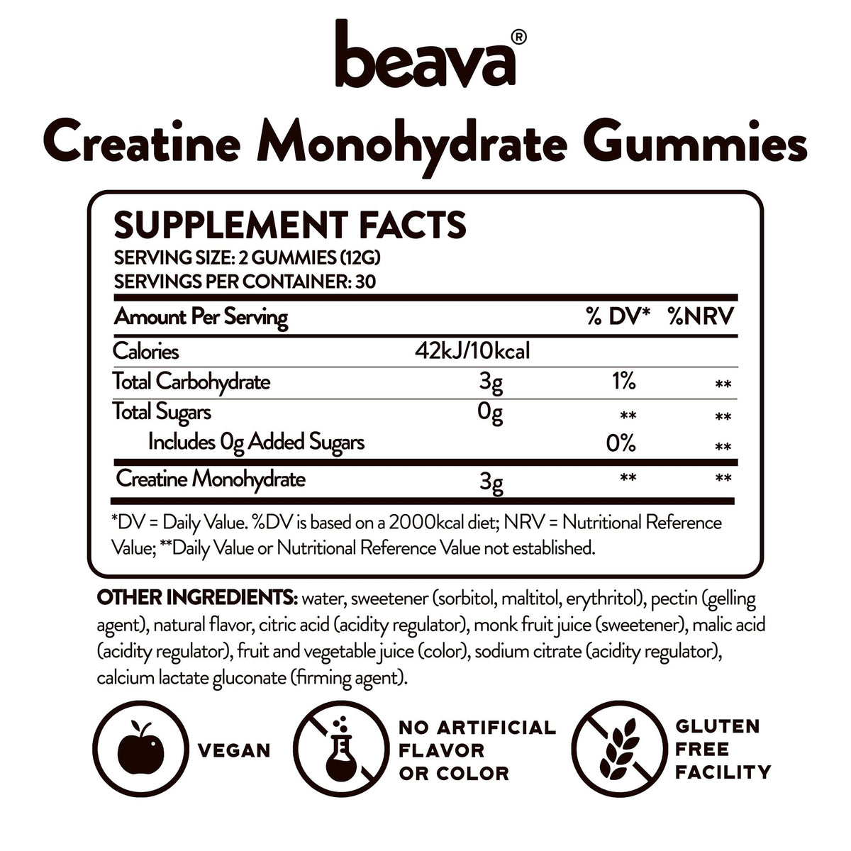 Gummies de créatine beava, présentation avec d'autres suppléments