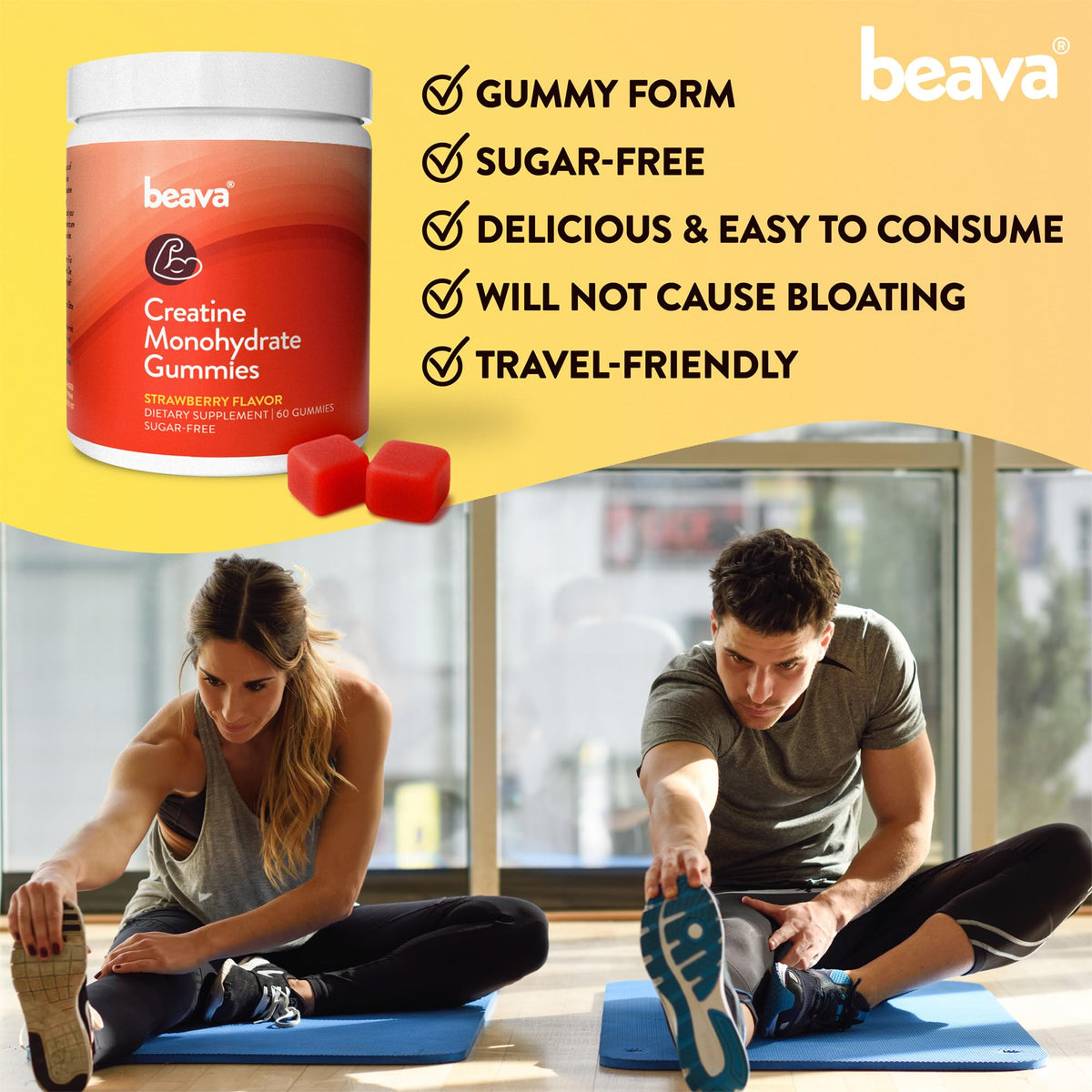 Gummies de créatine beava, présentation en lifestyle