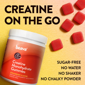 Gummies de créatine beava, prise en main, gros plan