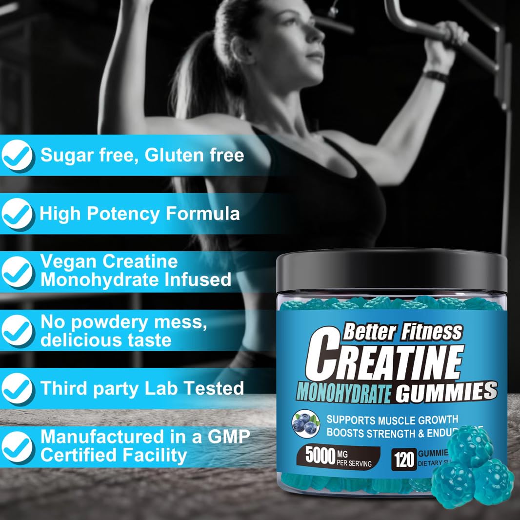 Gummies de Créatine BetterFitness sur fond blanc