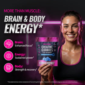 Gummies de créatine Bold Buns avec étiquette nutritionnelle