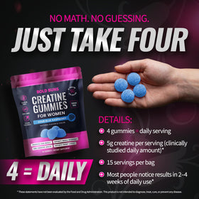 Gummies de créatine Bold Buns sur un fond coloré