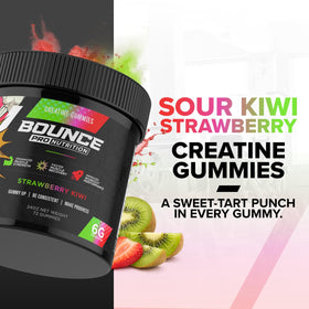 Gummies de créatine Bounce Pro avec étiquette nutritionnelle