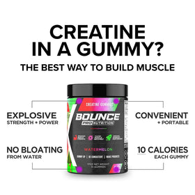 Gummies de créatine Bounce Pro avec une portion dans une main