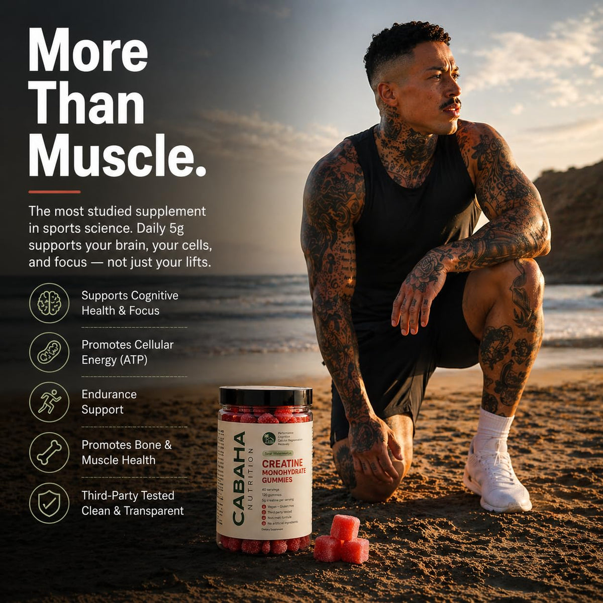 Gummies de créatine Cabana Nutrition, goût pastèque