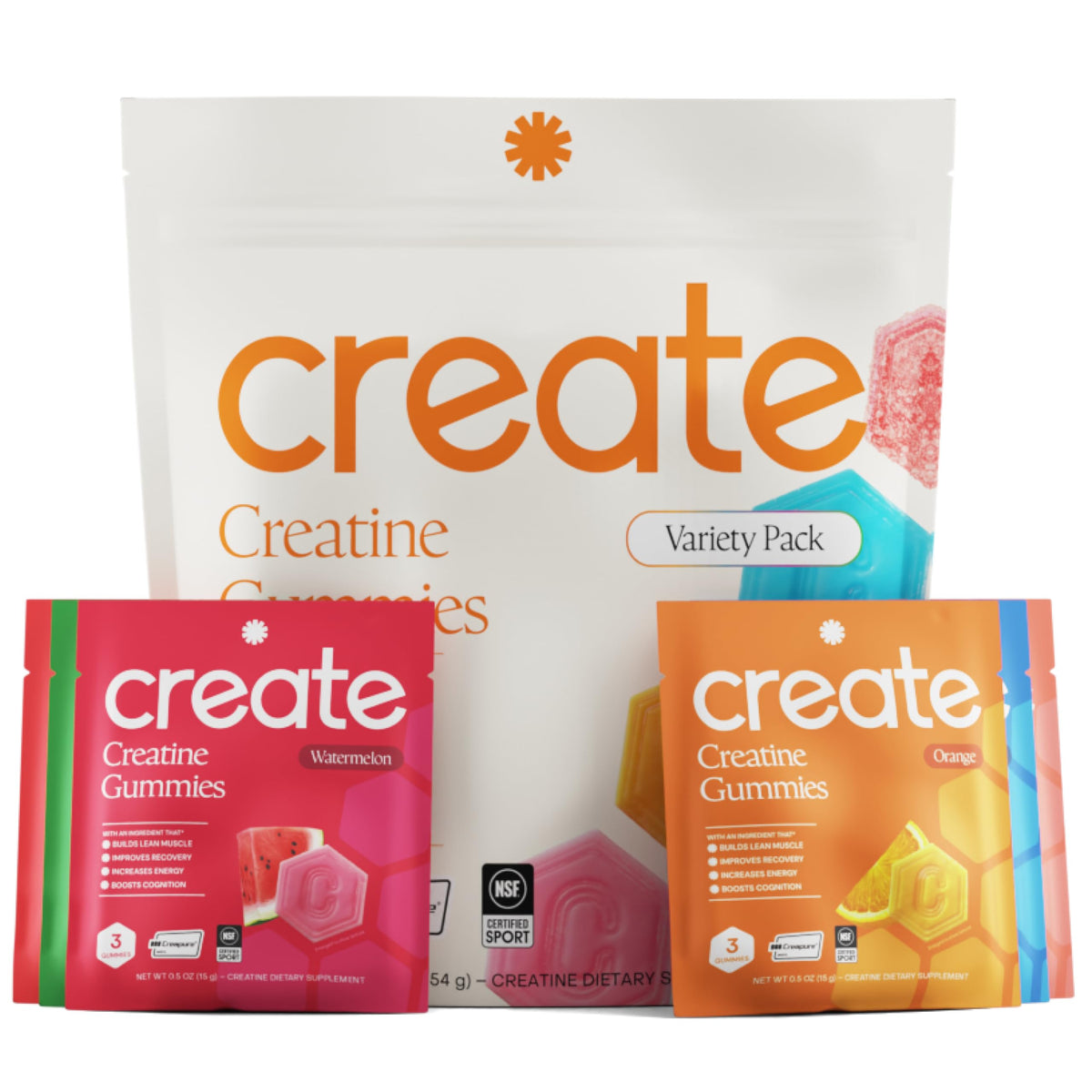 Gummies de créatine Create, pack de 30 unités, vue de devant