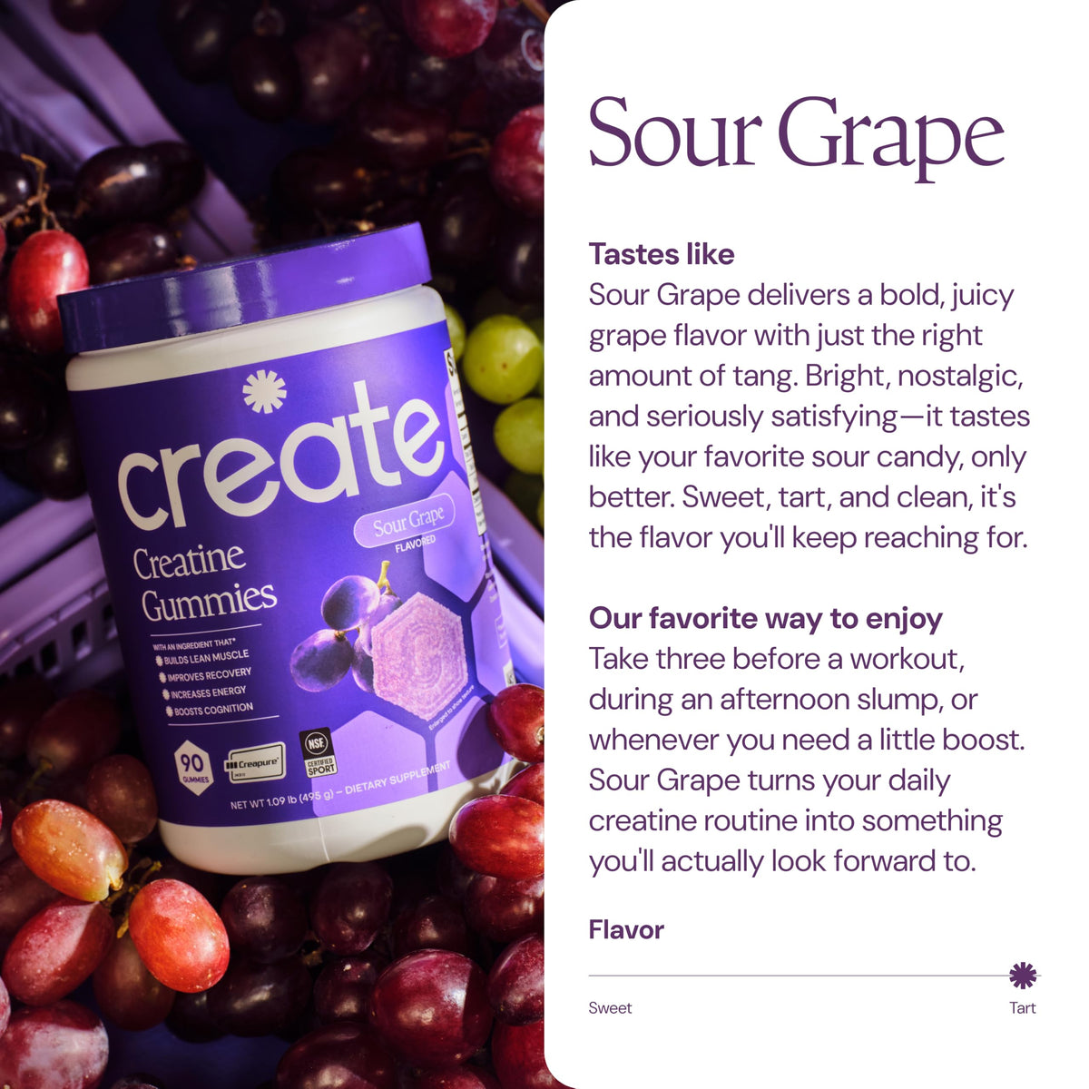 Gummies de Créatine Create pot ouvert avec gummies visibles