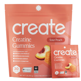 Gummies de créatine Create saveur pêche acide, vue de face