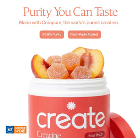 Gummies de créatine Create, vue latérale de l'emballage