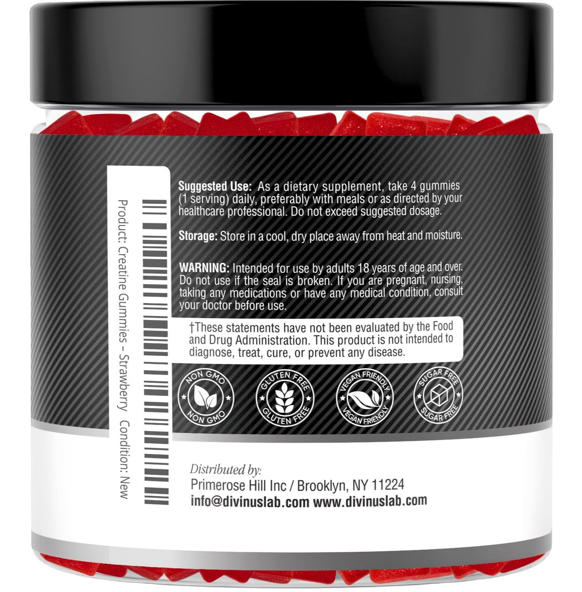 Gummies de Créatine DivinusLab en portion sur table