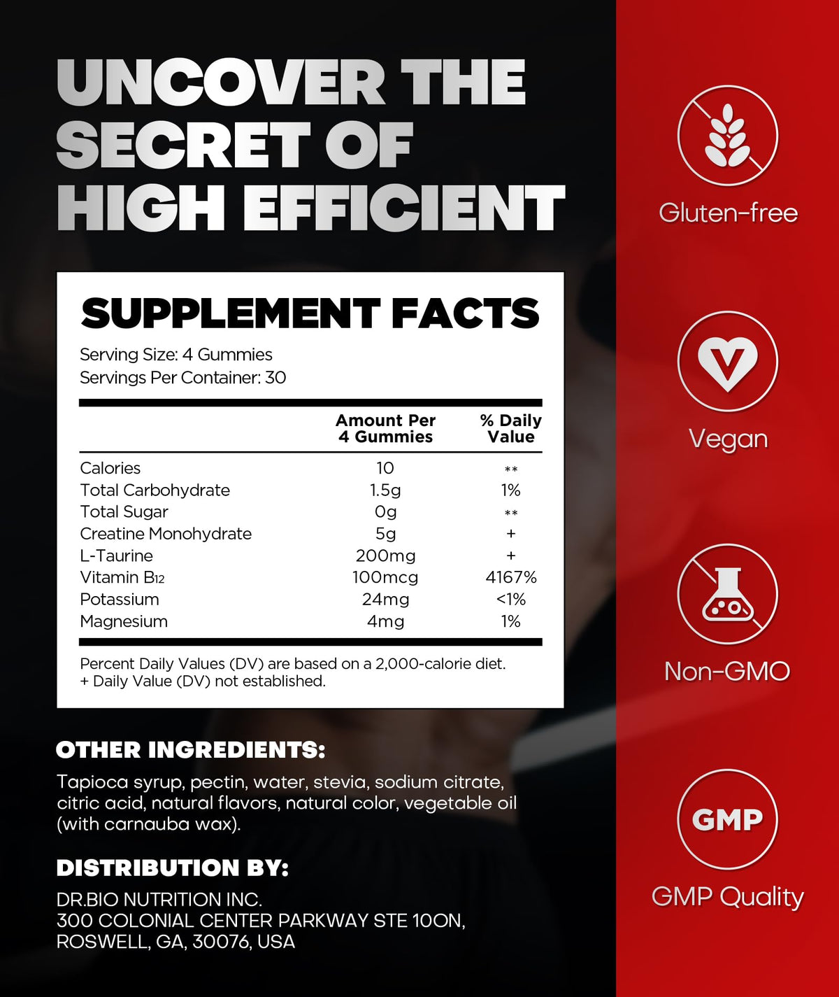 Gummies de créatine DR.BIO en gros plan