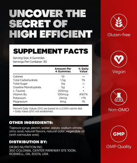 Gummies de créatine DR.BIO en gros plan