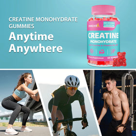 Gummies de créatine Energixir sur une table avec des accessoires de fitness