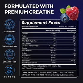 Gummies de créatine eterlower à côté d'un verre d'eau