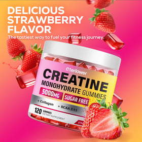 Gummies de créatine eterlower avec des ingrédients sur une table