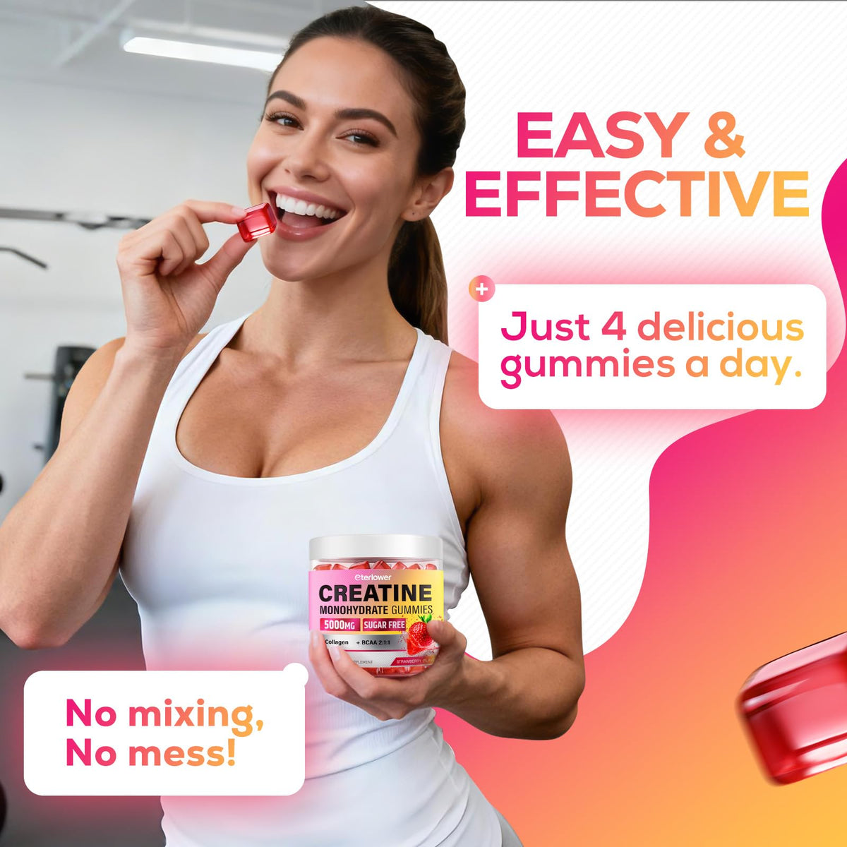 Gummies de créatine eterlower dans un sac de sport