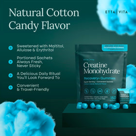 Gummies de créatine Etta Vita avec une myrtille à côté