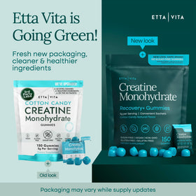 Gummies de créatine Etta Vita montrant les ingrédients sur l'emballage