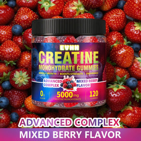 Gummies de créatine EVHH, emballage ouvert montrant les gummies