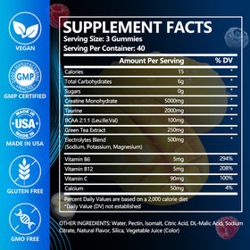 Gummies de créatine exdoo avec ingrédients naturels autour