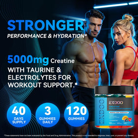 Gummies de créatine exdoo montrant la texture moelleuse