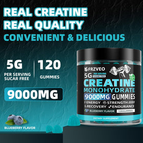 Gummies de créatine FRZVEO en main, démontrant la taille et la texture