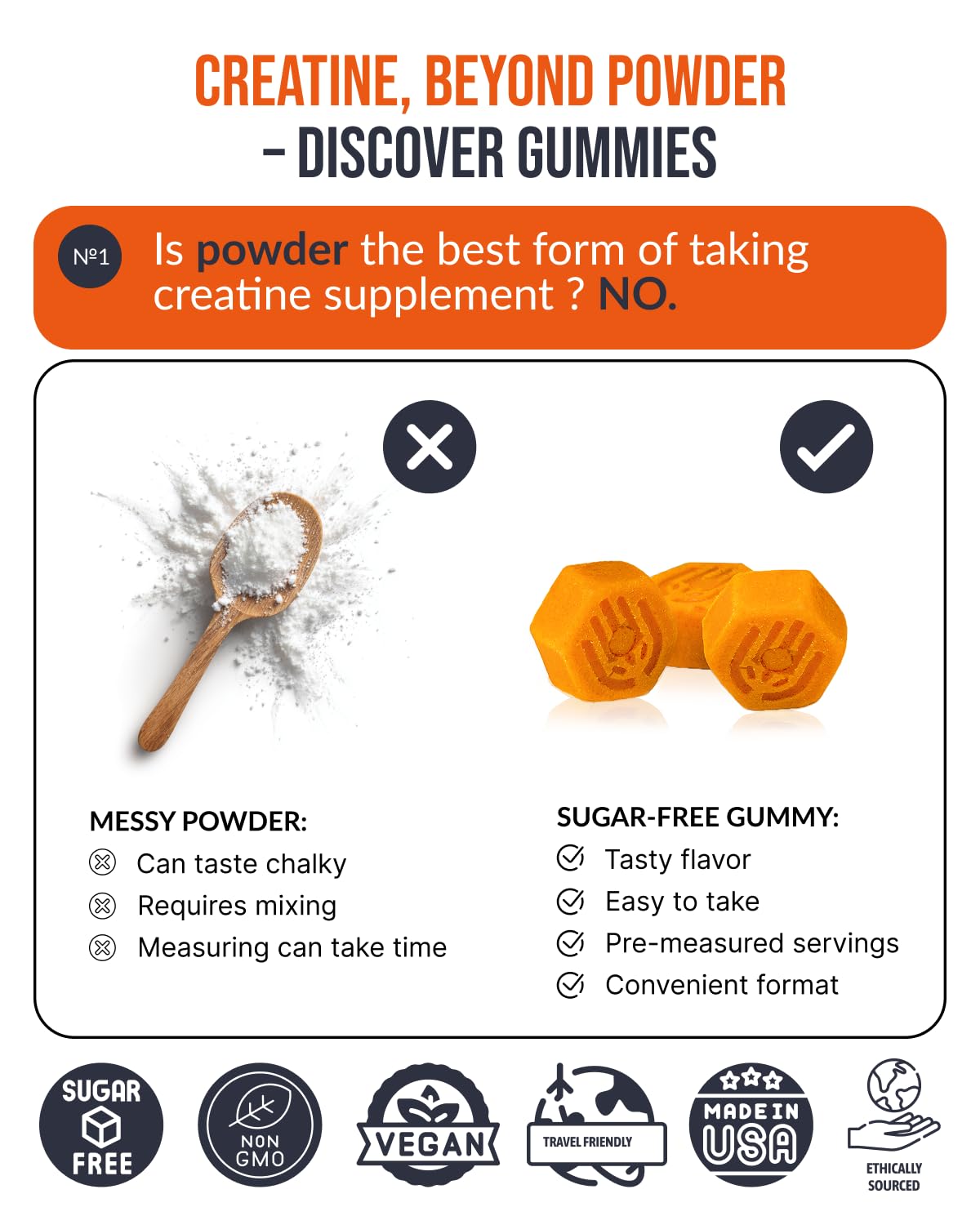Gummies de créatine HCl ECOWISE en forme de fraise