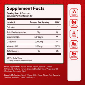Gummies de créatine HCL Premium Select Nutrition avec étiquette visible