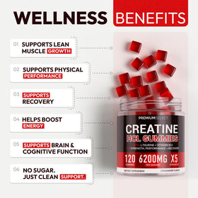 Gummies de créatine HCL Premium Select Nutrition avec L-taurine et vitamine B12