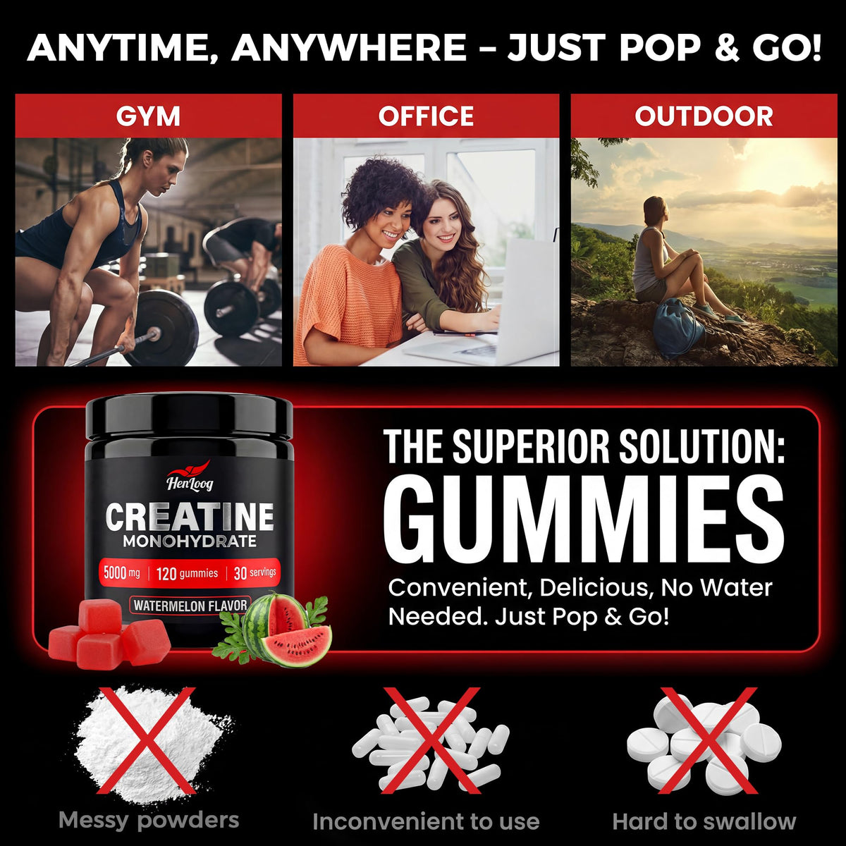 Gummies de créatine Hen Loog avec pastèque fraîche