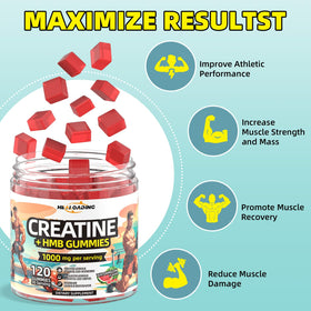 Gummies de créatine HMB HEALOADING sur fond blanc