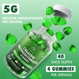 Gummies de créatine HMone, vue de près, couleur verte