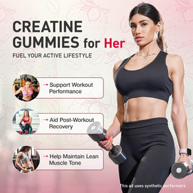 Gummies de Créatine Hoozzch à côté d'une main pour comparaison