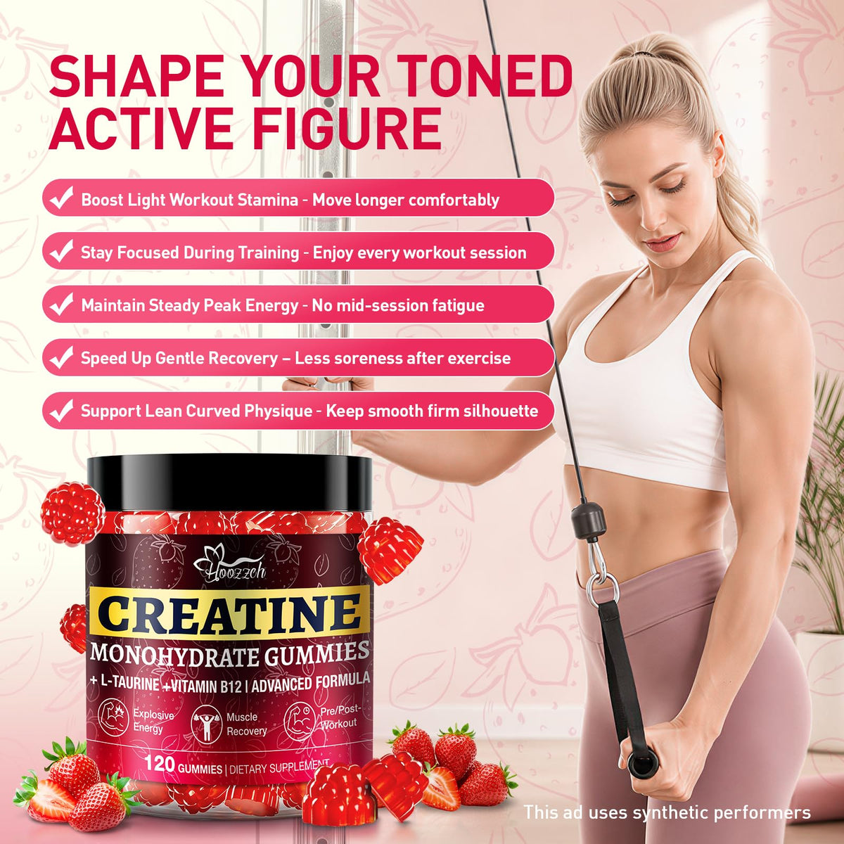 Gummies de Créatine Hoozzch en forme de framboise